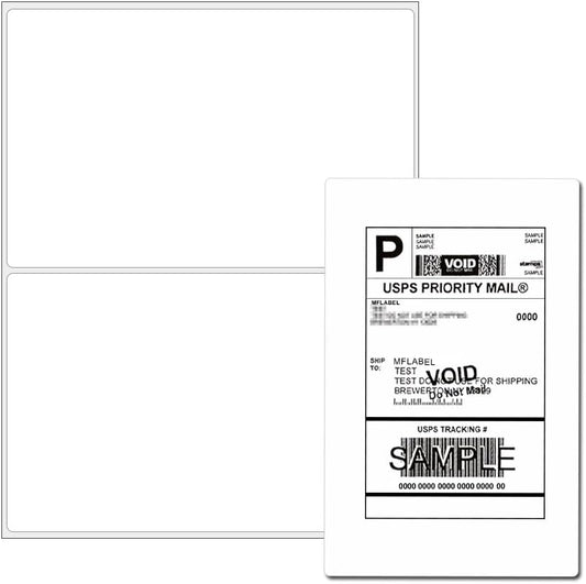 Coopaty Half Sheet Shipping Labels 8.5" x 5.5" Sticker Labels for Laser & Ink Jet Printers, 2 Per Page Self Adhesive Mailing Labels for Packages (10000 Labels)