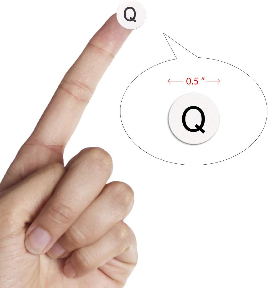 dealzEpic - Alphabet Stickers of The Letter Q - Small Round Paper Self-Adhesive Peel and Stick Letter Labels - Set of 15 Sheets