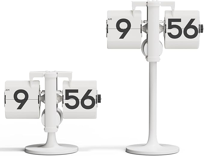 mooas Standing Height Adjustable Flip Desk Clock, Retro Vintage Analog Design by mooas