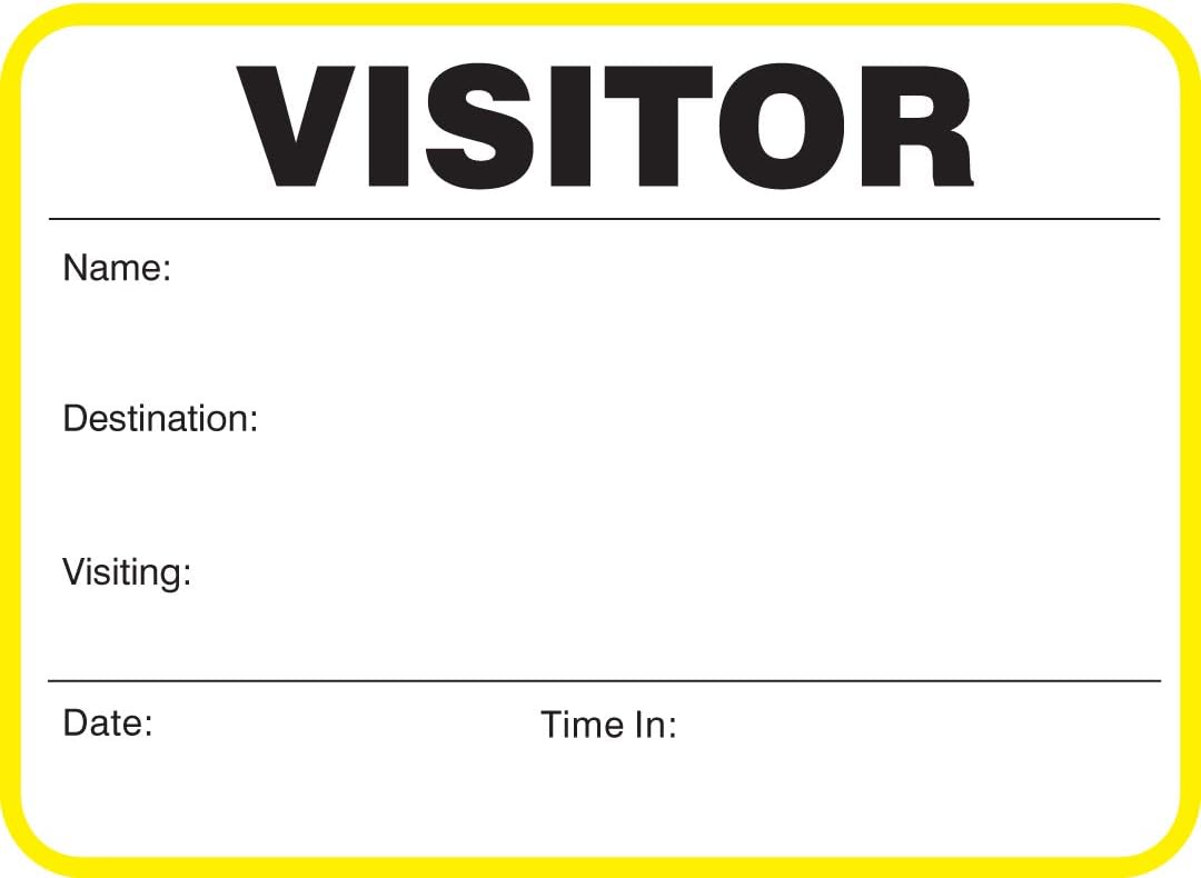 Standard Visitor Badges in Books, Non-Expiring "Visitor" Sign-In Book with Large Badges, 400/Book (Yellow)