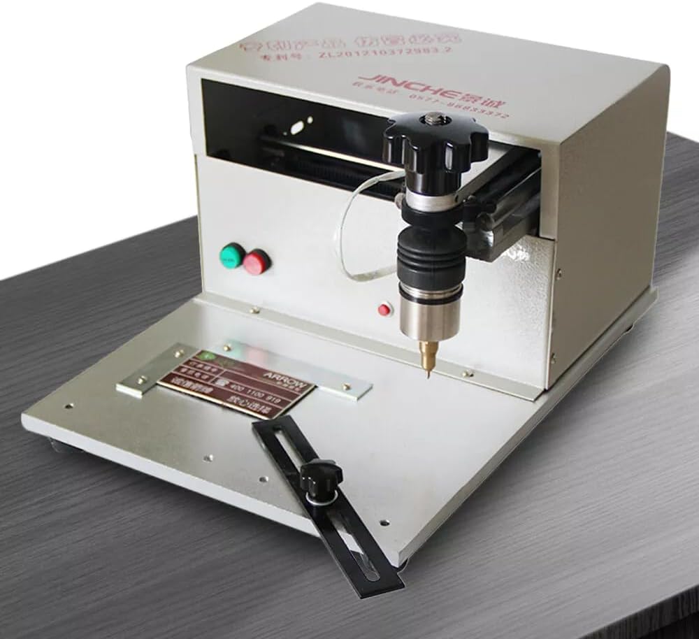 Metal Engraving Machine,Electric Marking Machine Desktop Dot Peen Nameplate Tags Label Marking Engraver,110V 170x100mm Dot Peen Engraving for Nameplate Label Tags Number Letter