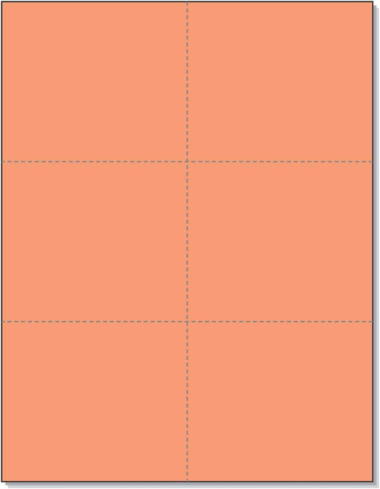 NextDayLabels - Laser Printer Blank Perforated Cards 6 up per Page (Salmon, 300 Cards)