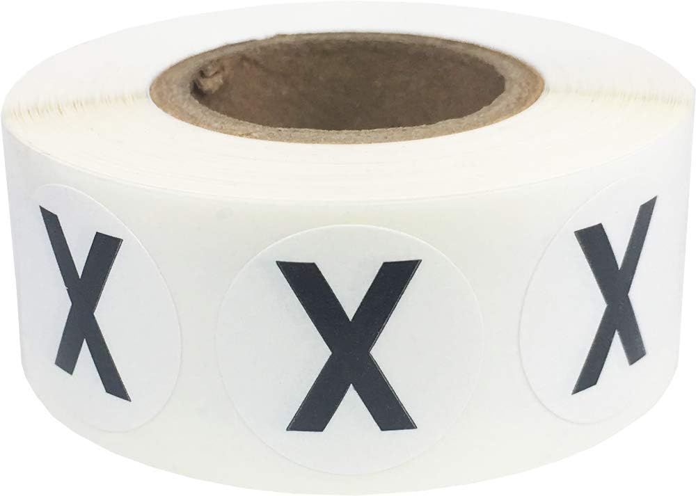 Letter X Inventory Labels .75 Inch Round Circle Dots 500 Adhesive Stickers