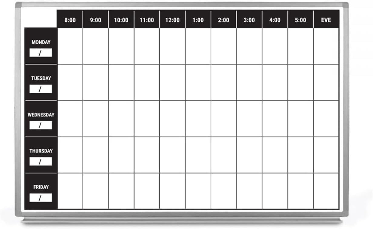 Work Week Dry-Erase Scheduling Whiteboard 48" x 36"