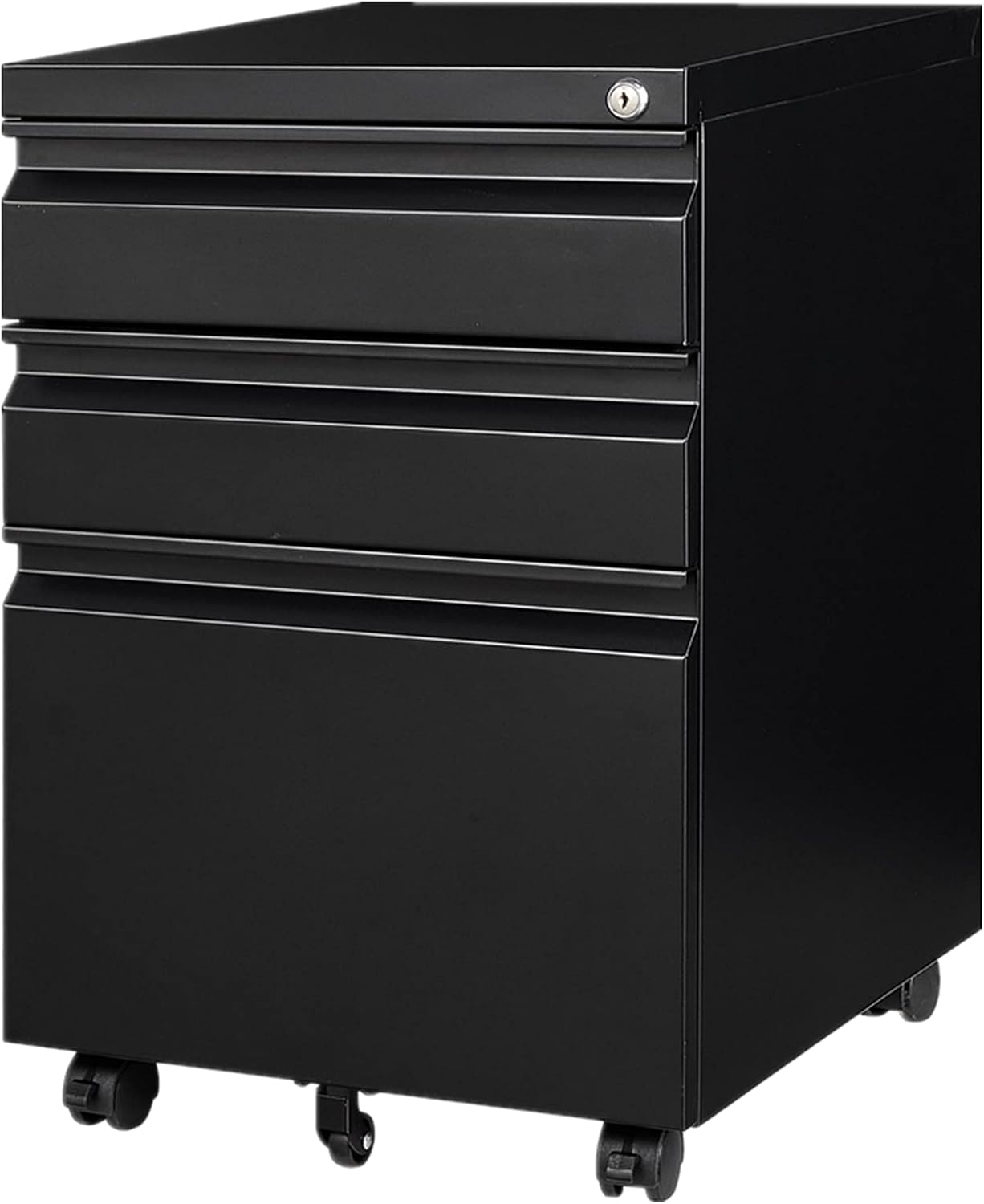 3 Drawers File Cabinet with Lock Metal Vertical File Cabient with Wheels Mobile File Cabinet for Office Home,Fully Assembled