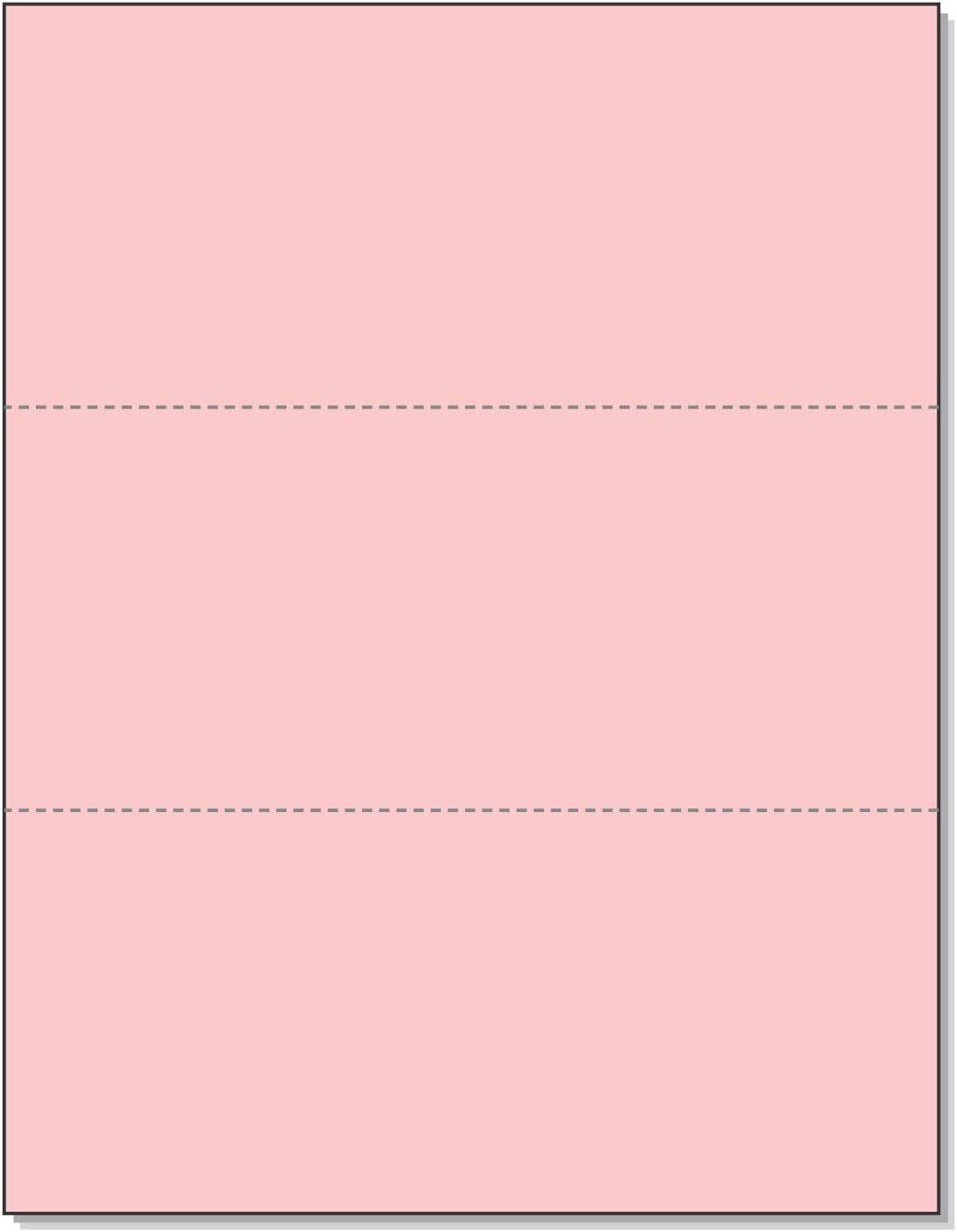 NextDayLabels - Pack of 500 Sheets, 8-1/2 x 11" Letter Size Perforated Paper (Pink, Perf @ 3-2/3" and 7-1/3")