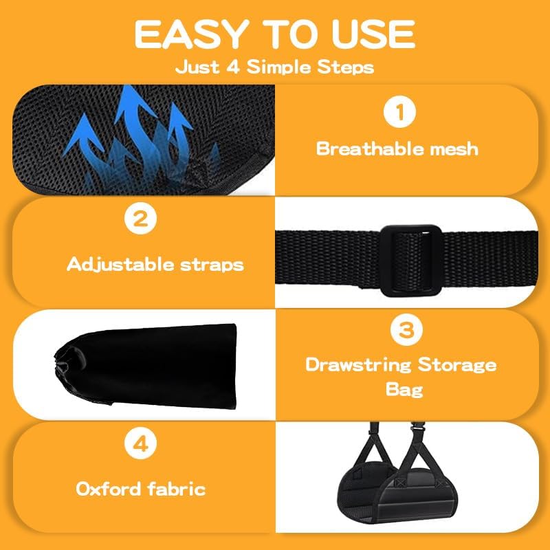 Foot Hammock for Plane Travel Accessories,Comfortable and Portable Airplane Foot Hammock,with Eye Mask and Earplugs,- Airplane Travel Essentials to Relax Your Feet