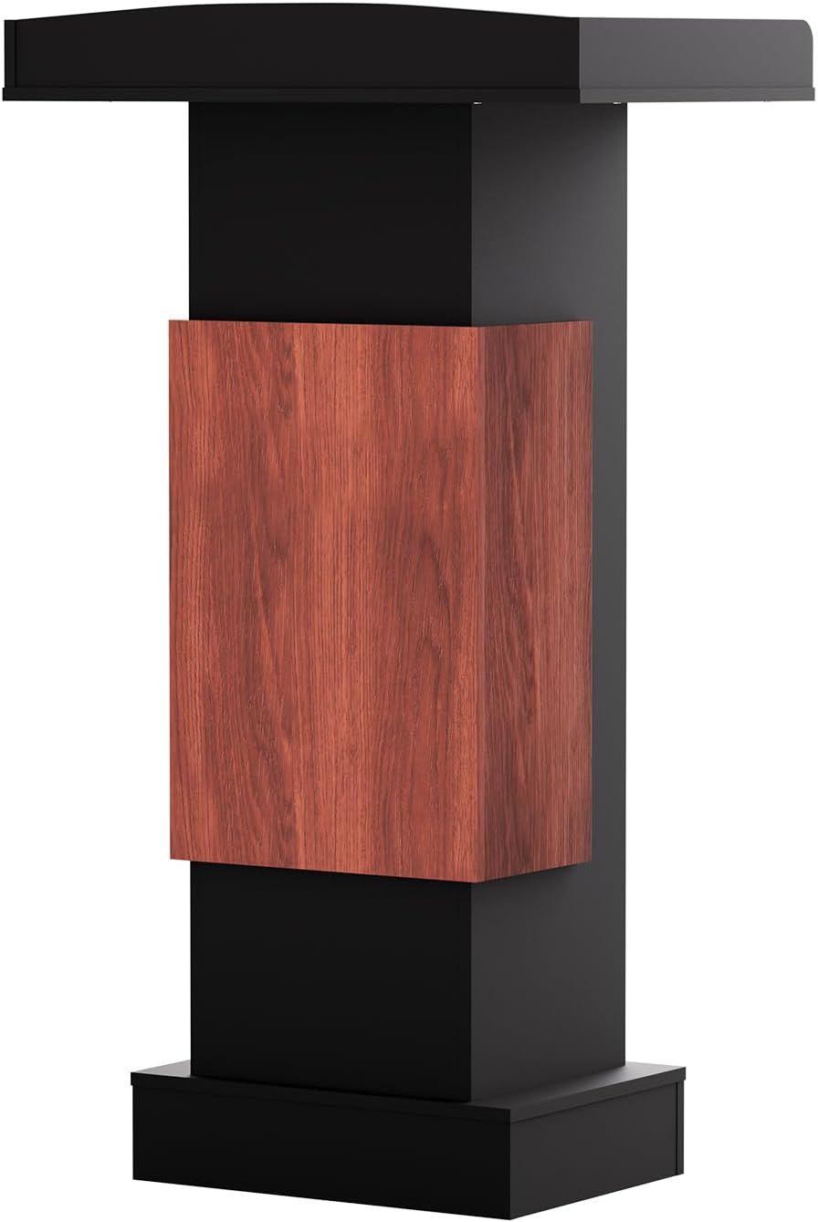 Wood Podium,Lectern Stand,12MM Particle Board,Podium with Storage,Mic Stand Space,Easy Installation Wooden Stand for Restaurants,Churches,Seminars and Schools
