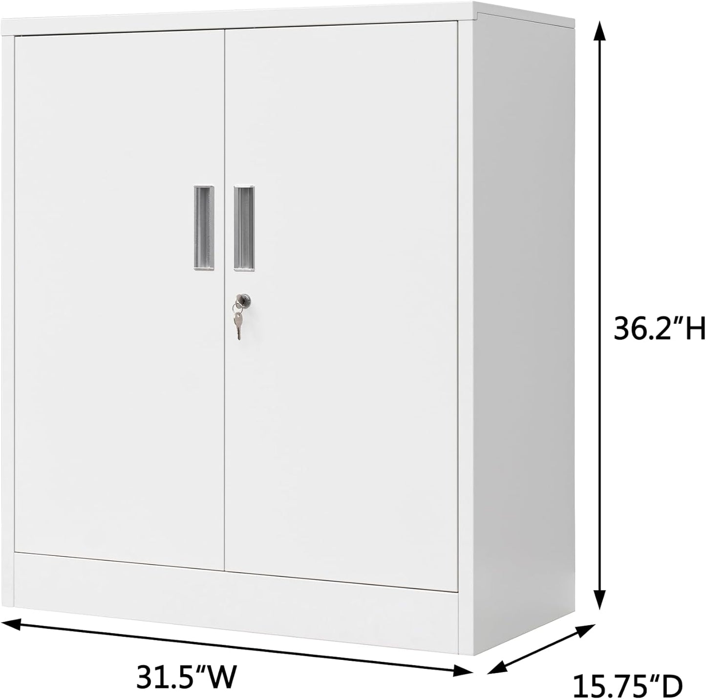 CMY Metal Storage Cabinet, Locking Storage Cabinet with Doors and Adjustable Shelves for Office, Garage, Home-White