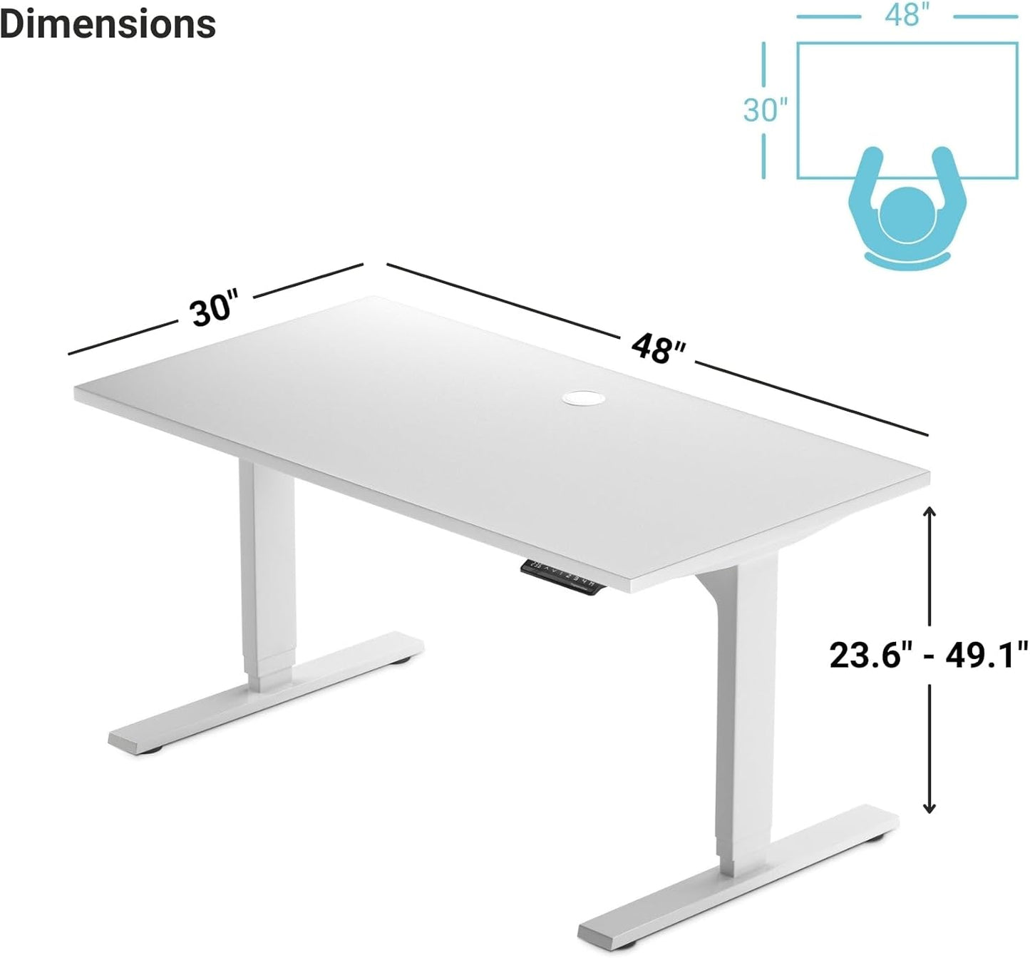 Progressive Desk Stand Up Height Adjustable Electric Standing Desk - 48" x 30" with Dual Motor, 3 Stages Sit Stand Table - Ebony Oak, Black Frame