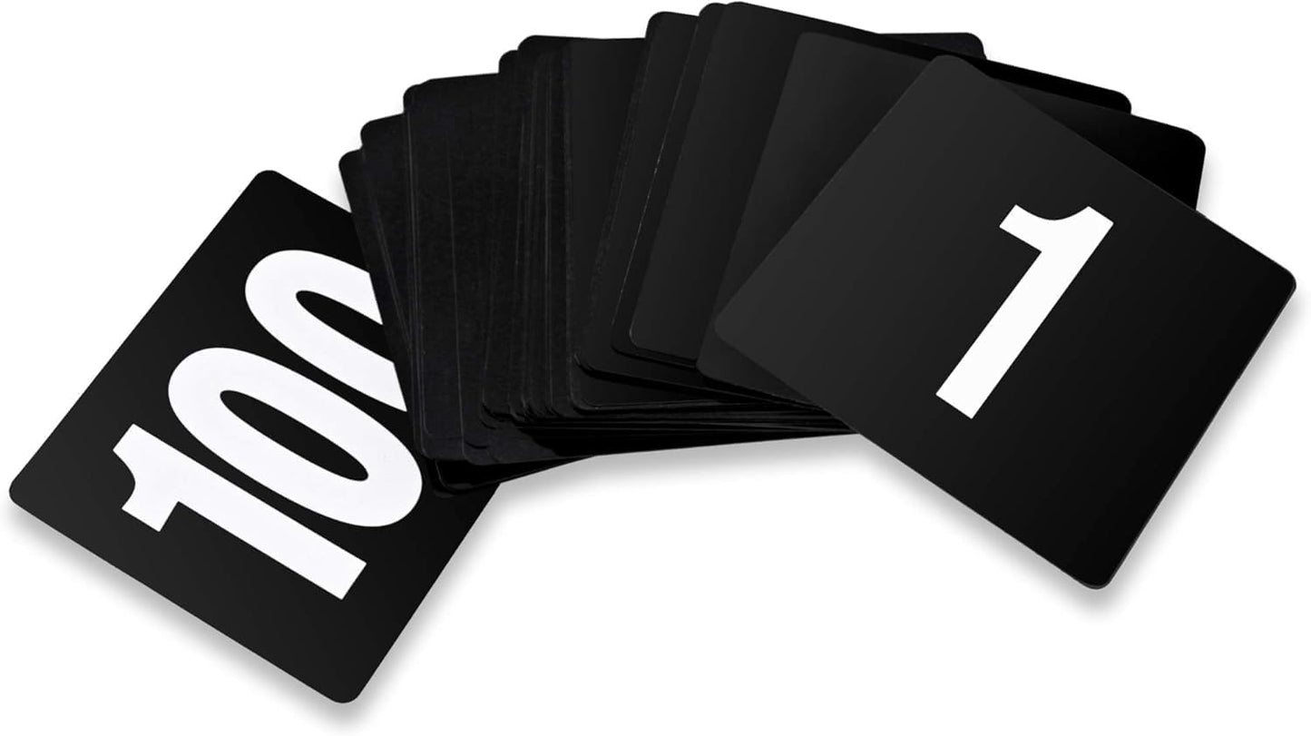 New Star Foodservice 23084 1-100 Double Side Plastic Table Numbers, 4" x 4" Inch, Light Grey on Black