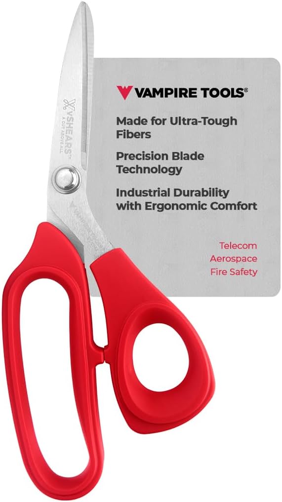 VAMPLIERS 8" Fiber Optic Kevlar Scissors Industrial Grade Carbon Steel Shears by VampireToolsInc