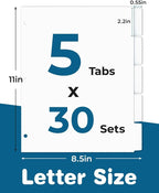 Dynta Binder Dividers for 3 Ring Binder 30 Sets, 1/5 Cut Tabs, Letter Size - Image 2