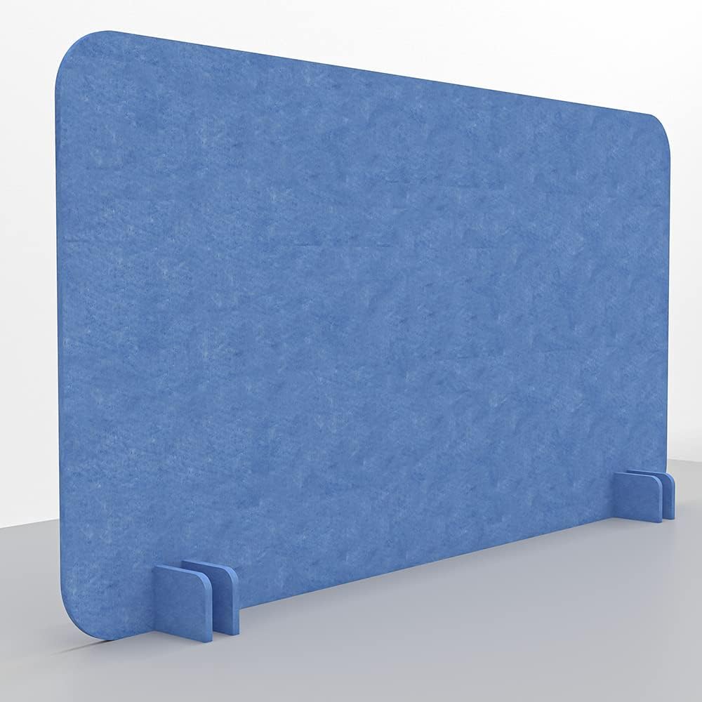 Freestanding Acoustic Desk Divider with Mount | Eco-Friendly Privacy Screen Panel | Noise Reducing Desk Partition | Tackboard Option & Easy to Install | Made from Recycled Plastic | Dark Blue - 18" X