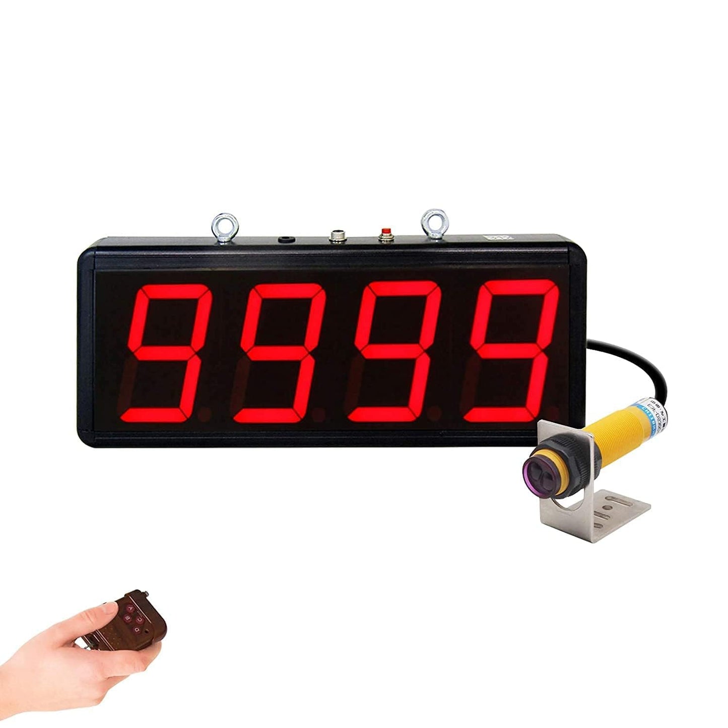 JIAWANSHUN Digital Counter 4-inch Large LED Display Counts Up to 9999 Infrared Sensor Counter for Conveyor Belts Automatic Counting Input AC100-240V Output DC12V