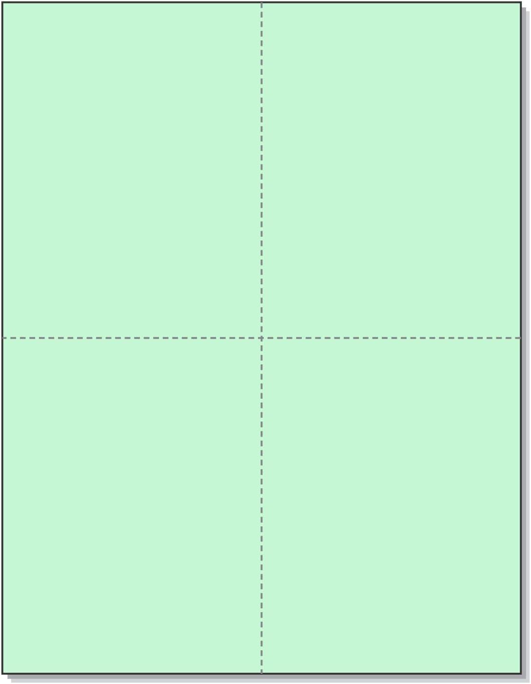 8-1/2" x 11" Laser/Inkjet Postcards 4 Per Page, (4-1/4" x 5-1/2" Each Card | Green, 1000 Cards)