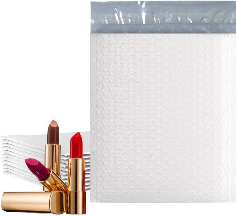 White Poly Bubble Mailers 6.5 x 9 Inch. Pack of 500 Padded Envelopes Waterproof. Self Seal Padded Mailers with Durable Seams. Lightweight Padded Shipping Envelopes for Mailing Fragile Things