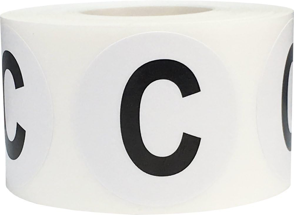 Letter C Inventory Labels 1.5 Inch Round Circle Dots 500 Adhesive Stickers