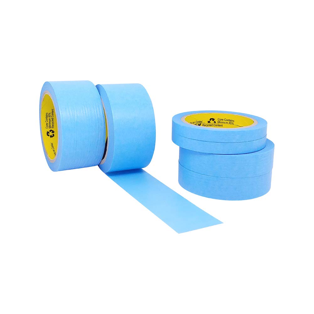 Blue Painters Tape Washi Paper - Assorted Size Multi Pack 44 Yard - No Residue Masking Tape for Painting Drafting Craft - Delicate Surfaces - Heat Resistant - Thin Thick (1/2 x 1 x 2 Inch - 6pK)