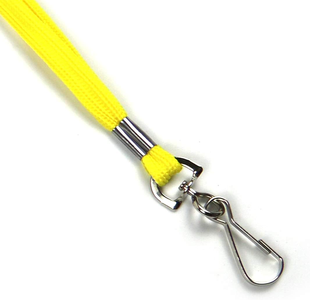 Beebel Lanyard 50PCS Lanyards with Swivel Hook clips for ID Name Badge Holder (Yellow)