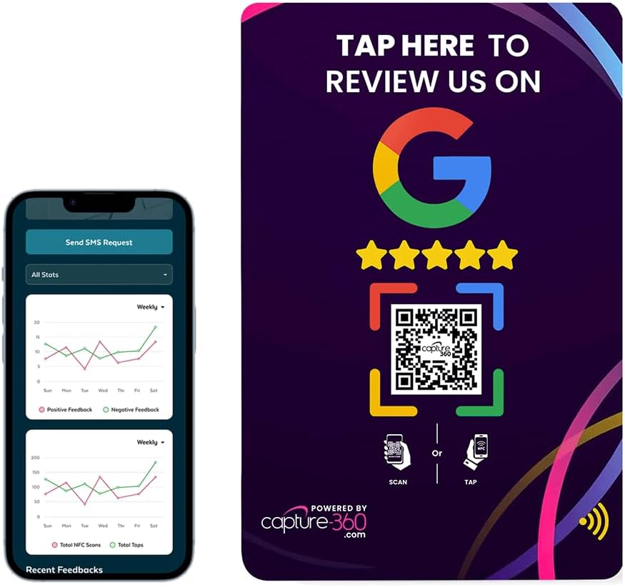 NFC Business Google Review Tap Card, Contactless, Enhances SEO, Saves Time, User-Friendly, Reusable, Boosts Online Presence & Encourages Business Feedback (Purple, 1-Pack Google Card)