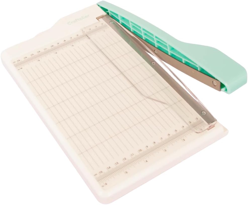 Craftelier - Mini Guillotine Paper Trimmer – Portable Cutter for Scrapbooking, Card Making, Labels & More for Cuts up to 8.5 inch Lenght – DIY Paper Slicer with Plastic Guide for Improve Precision