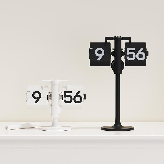 mooas Standing Height Adjustable Flip Desk Clock, Retro Vintage Analog Design - Image 6