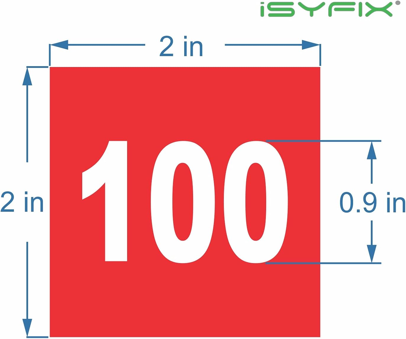 iSYFIX Red Consecutive Number Stickers – 1 to 100, 2-inch, 1 Set – Vinyl Self Adhesive Premium Decal, Ideal for Inventory, Storage, Organizing, Boxes, Bins, Toolbox, Lockers & More, Indoor/Outdoor