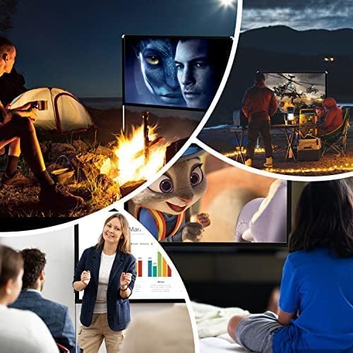 Portable 60" 16:9 4K HD Outdoor/Indoor Projector Screen with Stand, Carry Bag, Foldable, Wrinkle-Free Movie Screen for Home Theater, Travel, Camping, Party, Office