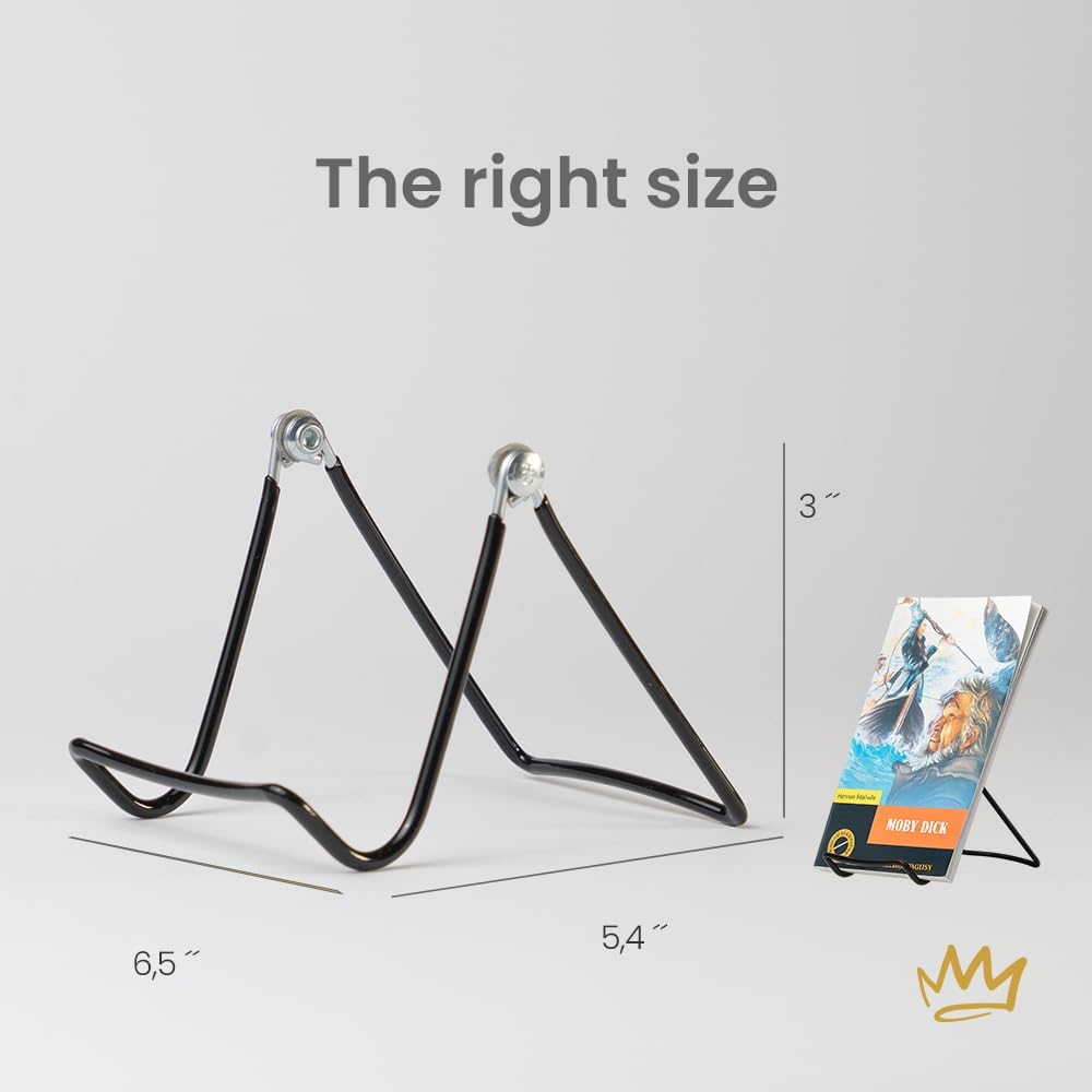 KINGDOM SOLUTIONS MADE IN USA 12-Pack Sturdy & Durable Adjustable Black Metal Easels to Display Books, Frames, Comics, Plates & More - Unique on the Market