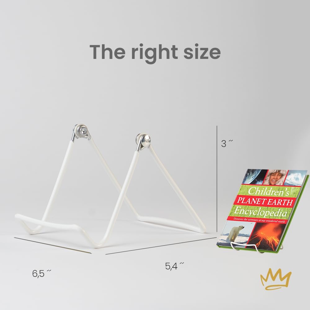 KINGDOM SOLUTIONS MADE IN USA 12-Pack Sturdy & Durable Adjustable White Metal Easels to Display Books, Frames, Comics, Plates & More - Unique on the Market