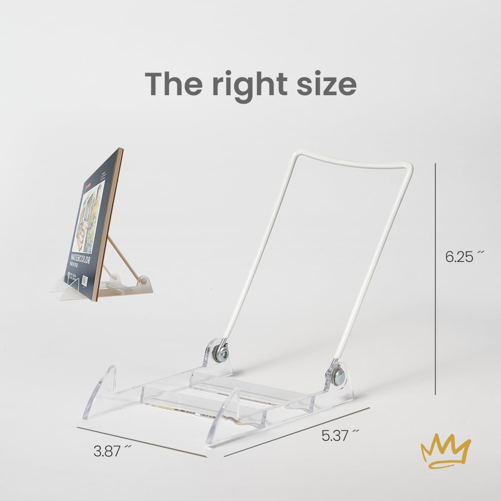 KINGDOM SOLUTIONS Made in USA 2-Pack Sturdy & Durable Adjustable White Acrylic Easels to Display Unnoticeably Plates, Art, Pictures & More - Unique on The Market