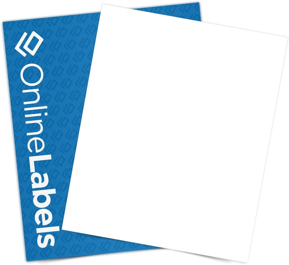 Waterproof Sticker Paper, 250 Sheets, White Matte Vinyl-Like, 8.5" x 11" Full Sheet Label, Works with Inkjet Printers Only, Compatible with Electronic Cutting Machines, OL177WJ, OnlineLabels