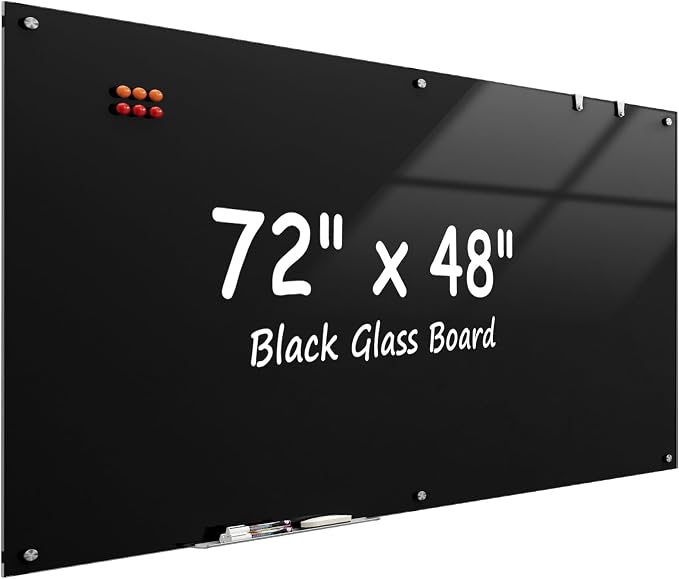 MaxGear Glass Whiteboard Wall Mounted, Frameless Magnetic Dry Erase Board by MaxGear