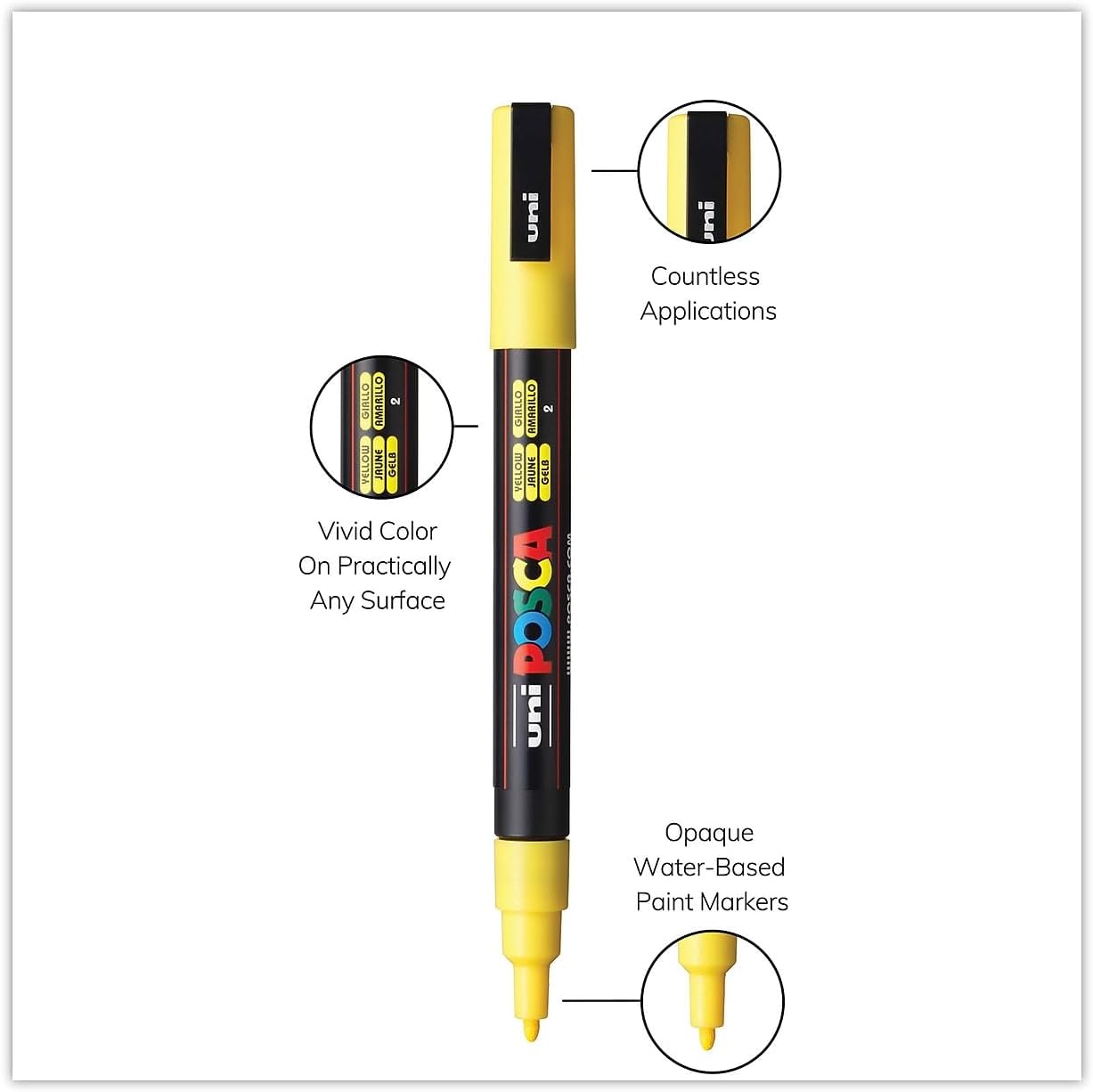 Posca PXPC3M16A Acrylic Paint Marker Set, Fine, Multicolor