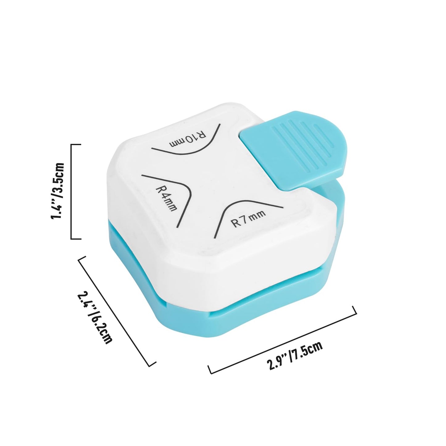 Paper Corner Rounder Punch, 3 in 1 Corner Cutter Rounder for Cardstock (R4mm+R7mm+R10mm), Edge Cutter Craft Card Making and Scrapbooking and Journaling Supplies for Classroom Home(Blue+White)