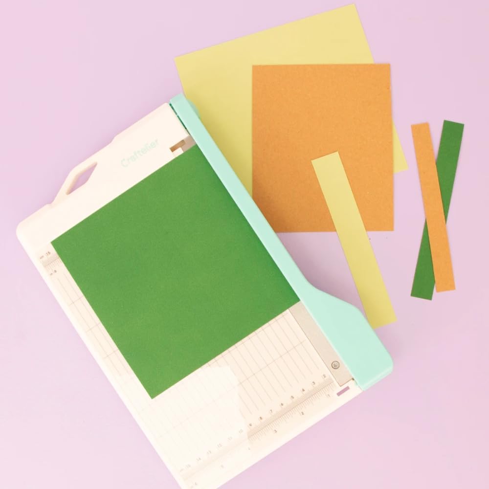 Craftelier - Mini Guillotine Paper Trimmer – Portable Cutter for Scrapbooking, Card Making, Labels & More for Cuts up to 8.5 inch Lenght – DIY Paper Slicer with Plastic Guide for Improve Precision