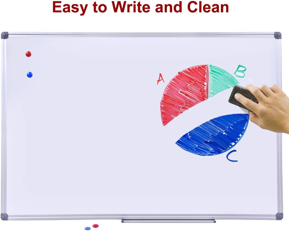 2 Pack 36" x 24" Magnetic Dry Erase Board with Removable Marker Tray| Commercial Quality Wall-Mounted Aluminum Message Presentation White Board for Kids, Students & Teachers