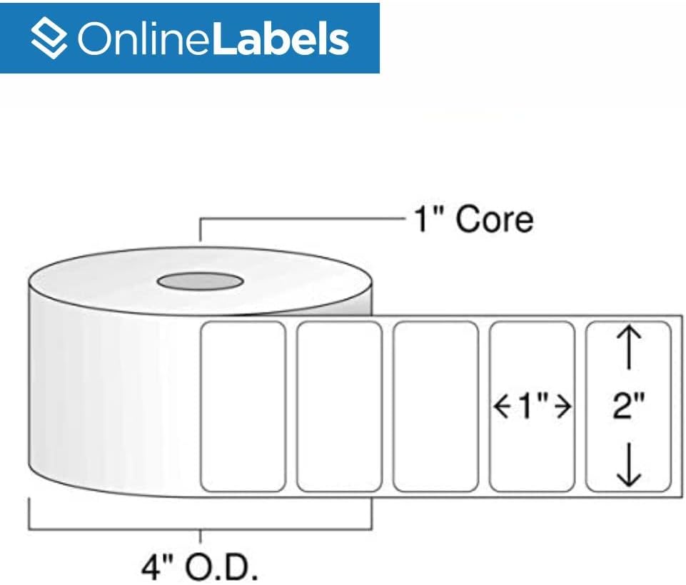 2 x 1 Labels for Thermal Transfer Printers - 1 Inch Core - Permanent Adhesive - Barcode, Inventory, Address Labels - 16,500 Labels, 12 Roll - Online Labels