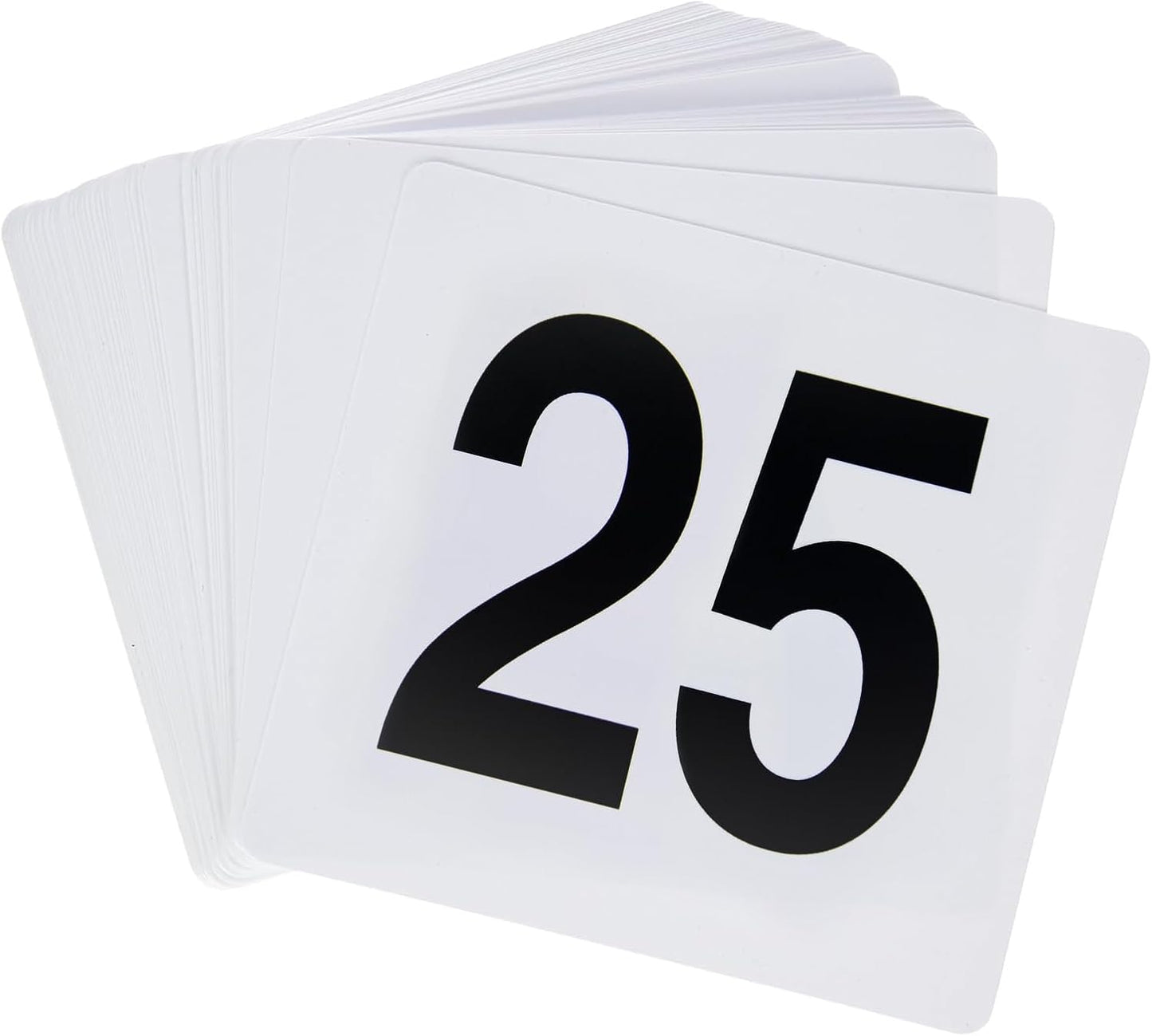 New Star Foodservice 23114 1-25 Double Sided Table Numbers, 4" x 4" Inch, White