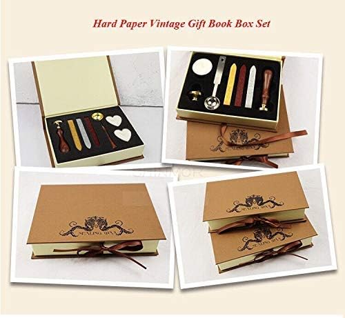 Vintage Customize Personalized Custom Monogram Initials Wedding Wax Seal Stamp Spoon Wax Stick Candle Gift Box kit Invitation Christmas Gift Wrap Custom Text Design Sealing Wax Seal Stamp Set