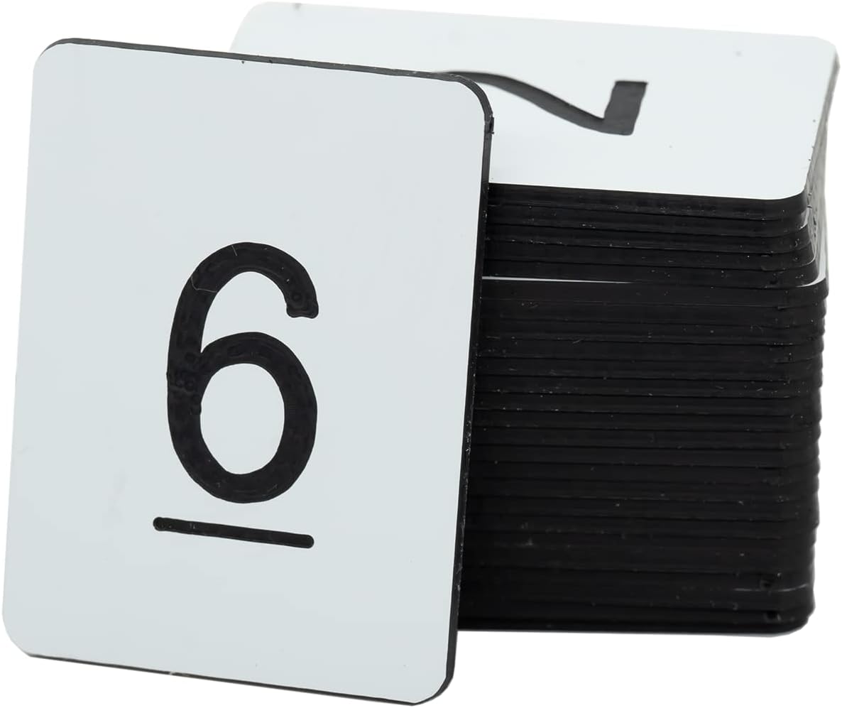 StayMax Rectangle Plastic Numbered Tags Number Disc Number Token (0-25, White)