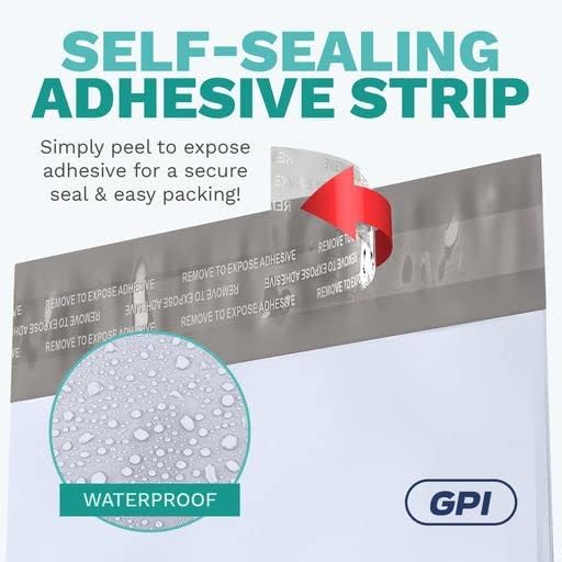 12" X 15.5" Large Poly Mailers, 100 Count White Polymailer Shipping Envelopes for Clothes 2 Mil Unpadded Waterproof Opaque Self-Seal Poly Bags with Tear/Puncture Proof Adhesive Strip