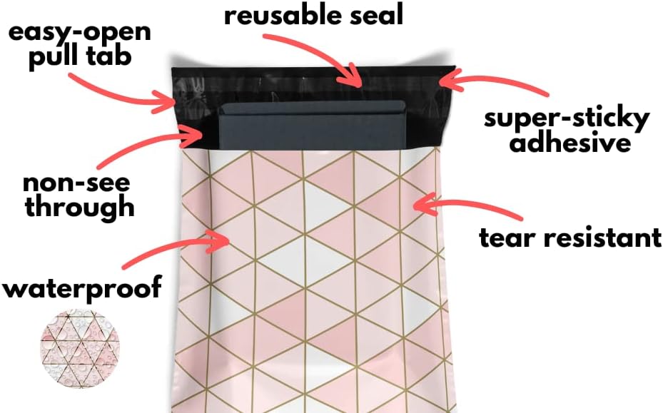 Poly Mailers 10x13 100 Pack | Self-Sealing Shipping Bags Envelopes for Small Business | Waterproof Durable Packaging | Rosé | Pink Gold | à la mode Mailers