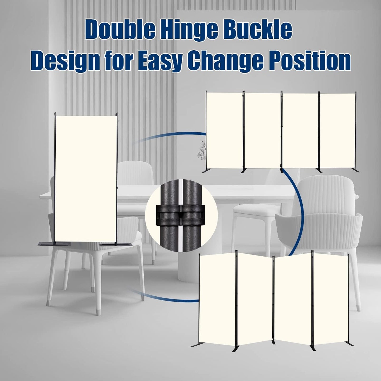 Room Divider 6FT Portable Room Dividers and Folding Privacy Screens, 136'' W Fabric Divider for Room Separation, 4 Panel Partition Room Dividers Freestanding Wall Divider Screen for Dorm Studio Office
