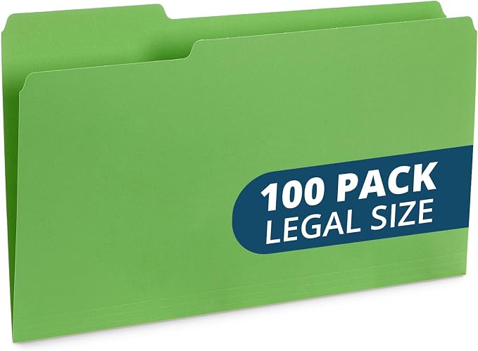 Blue Summit Supplies Green Legal File Folders, 1/3 Cut Tab, Legal Size by BlueSummitSupplies