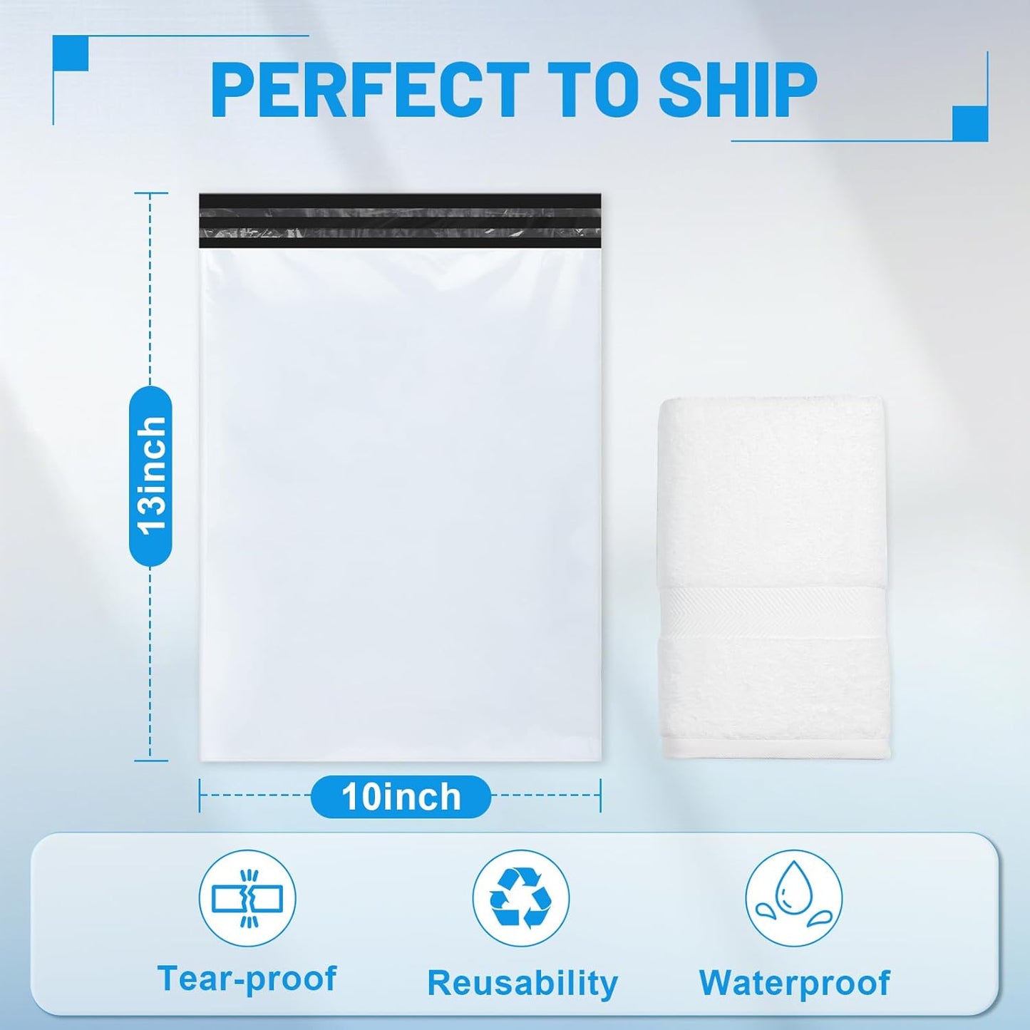 Poly Mailers Shipping Bags 10x13 inch 150 Pack Packaging Clothes Polymailers Envelopes Mailing Mailer Package Polymailer Small Business Supplies Clothing Bag Polybags Packing White