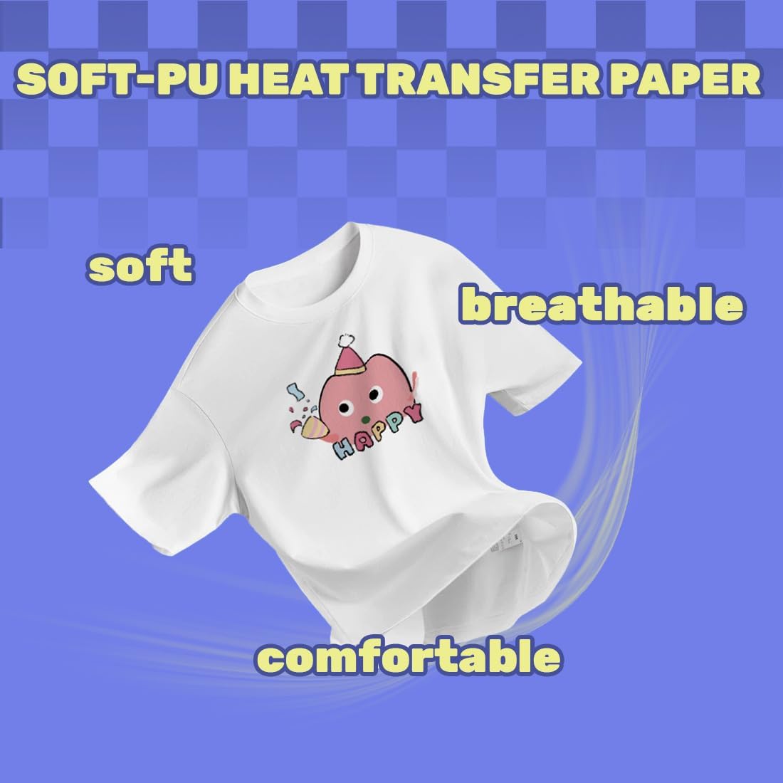 TranSmile Heat Transfer Paper for Inkjet & Laserjet Printer (20 Sheets, 8.5 x 11") Printable Heat Transfer Vinyl for Light Fabrics Iron on Transfers for T Shirts(L3-20)