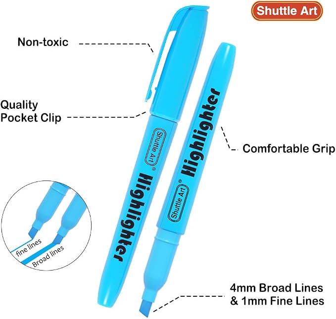 Shuttle Art 144 Pack Highlighters, Highlighters Assorted Colors Set, 8 Bright - Image 5