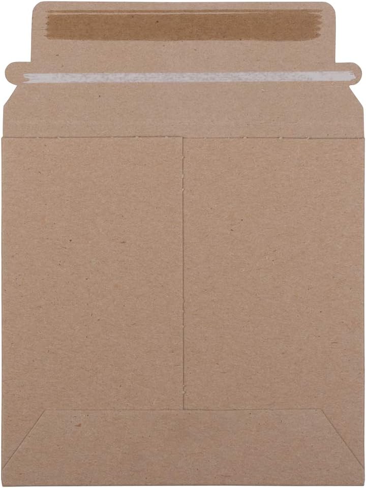 JAM PAPER Stay-Flat Photo Mailer Envelopes with Peel & Seal Closure - 6 x 6 - Brown Kraft - 6 Rigid Mailers/Pack